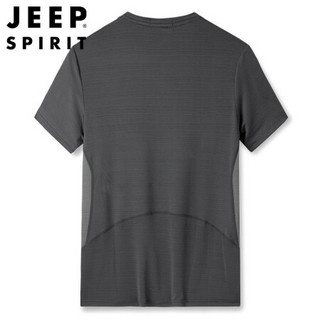 吉普 JEEP速干短袖上衣运动健身时尚T恤2020夏季休闲健身男装 TX1289376 深灰 2XL