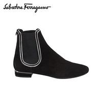 菲拉格慕(Salvatore Ferragamo) 20ss春夏 女士黑色羊皮革/织物靴子0724947_1D _ 75(送女友 送礼)