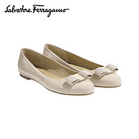 菲拉格慕(Salvatore Ferragamo) 女士20ss春夏骨色/米色牛皮革芭蕾平底鞋 0723360_1D _ 70(送女友 送礼)