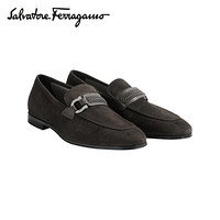 菲拉格慕(Salvatore Ferragamo) 20ss春夏 男士咖啡色 牛剖层革/牛皮革便鞋0727897_3E _ 90(送男友)