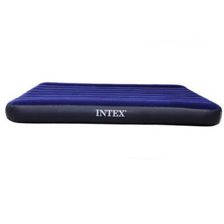 INTEX 64757升级版单人加大线拉充气床 条纹植绒气垫床家用便携午休床加厚户外帐篷垫折叠床