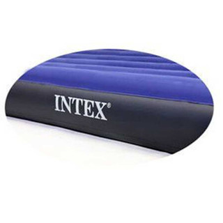 INTEX 64757升级版单人加大线拉充气床 条纹植绒气垫床家用便携午休床加厚户外帐篷垫折叠床