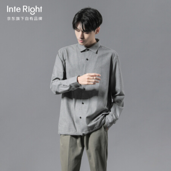 长袖纯棉衬衫男2020春季商务休闲男士时尚潮流穿搭纯色衬衫 淡灰色 xl