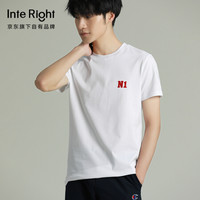 InteRight JD003 男士印花刺绣圆领短袖T恤JD003 白色L