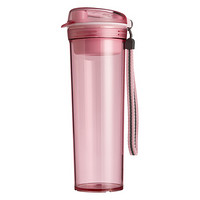 Tupperware特百惠 晶彩MAX塑料杯 大容量运动密封防漏茶水分离水杯子带拎绳滤格  梦幻粉600ML