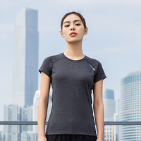 乔丹 女装T恤针织圆领短袖健身运动上衣 XHS22201217 黑灰 XL