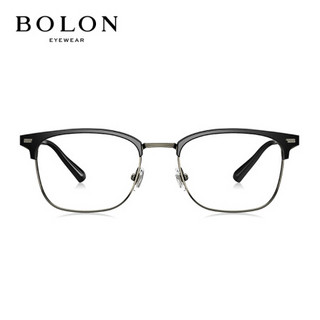 暴龙BOLON光学镜男女款板材光学架复古矩形近视眼镜框配0度防蓝光镜片BJ6031B10