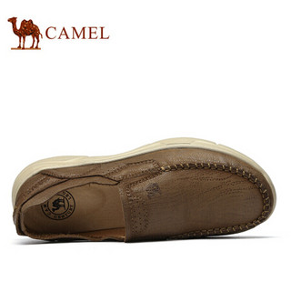 骆驼（CAMEL） 轻盈便捷套脚日常休闲皮鞋男 A022307270 卡其 42