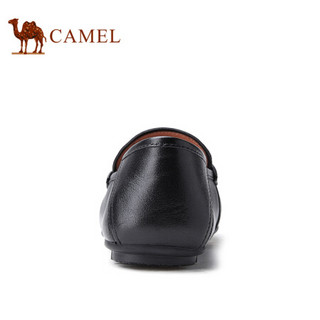 骆驼（CAMEL） 豆豆鞋男潮柔软乐福鞋舒适休闲套脚皮鞋 A032188090 黑色 38