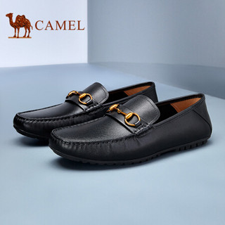 骆驼（CAMEL） 豆豆鞋男潮柔软乐福鞋舒适休闲套脚皮鞋 A032188090 黑色 38