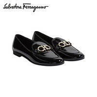 菲拉格慕(Salvatore Ferragamo) 20ss春夏 女士黑色牛皮革莫卡辛鞋0727758_1D _ 80(送女友 送礼)