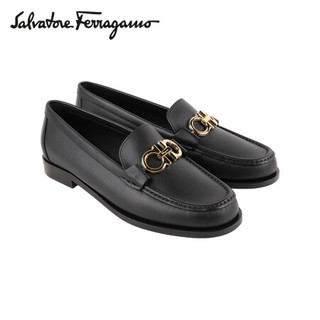 菲拉格慕(Salvatore Ferragamo) 20ss春夏 女士黑色牛皮革莫卡辛鞋0728415_1D _ 70(送女友 送礼)