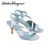 菲拉格慕(Salvatore Ferragamo) 20ss春夏 女士蓝色织物/牛皮革凉鞋0728062_1D _ 80(送女友 送礼)