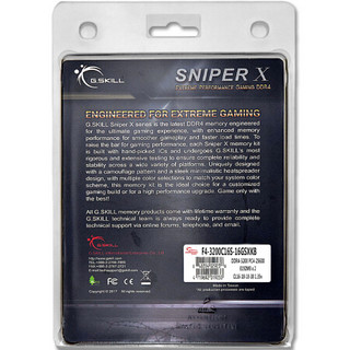 G.SKILL 芝奇 Sniper X狙击者 DDR4 3200MHz 台式机内存 马甲条 迷彩黄 16GB F4-3200C16S-16GSXKB