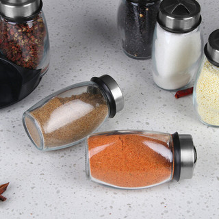 拜杰（Baijie）【七件套】旋转调料盒套装调味罐厨房调料瓶盐罐调味瓶罐玻璃调料罐 LY-240