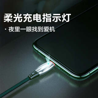 品胜 苹果数据线 iPhone11/Xs Max/XR/8P快充手机充电线1.8米 6S/7P iPad Air/mini 灯显抗折断编织线 绿间黑