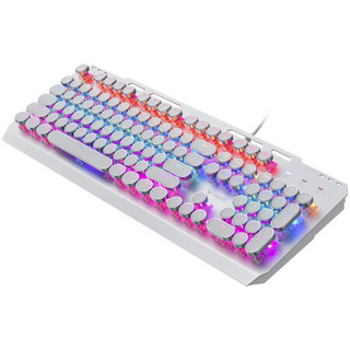 RAPOO 雷柏 GK500 朋克版 104键 有线机械键盘 白色 雷柏红轴 混光