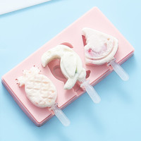 MAXCOOK 美厨 雪糕模具 DIY自制硅胶家用创意卡通可爱冰淇淋冰棍冰棒冰糕模具格 西瓜菠萝小鸟 粉色MCPJ623