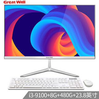 长城(Great Wall)A2403 23.8英寸超薄高清一体机台式电脑(九代i3-9100/8G