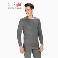 INTERIGHT 男士 50支【京舒棉】超柔圆领保暖内衣套装 麻灰色 M码