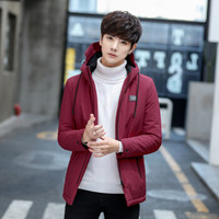 富铤(FORTEI )棉衣男士外套新款棉服连帽加厚时尚衣服男装棉袄 FT3132 酒红 XL