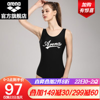 arena 阿瑞娜 新款女士泳衣露背学生显瘦运动连体三角游泳衣女 BLK L(165/85)
