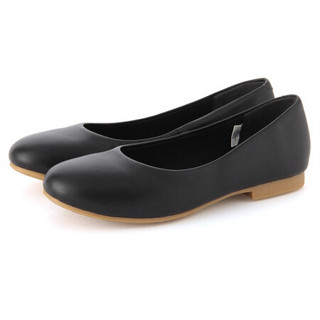 无印良品 MUJI 女式 皮革 平底鞋 皮鞋 休闲鞋 黑色 22.5cm（35）