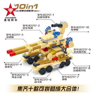 星钻积木 创意积木系列 儿童益智 拼插塑料积木拼装玩具 军事坦克【82217】