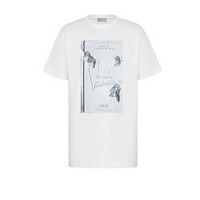 ior迪奥男士T恤棉质短袖时尚宽松版型书籍3D印花图案023J615D0554_C988 白色 XXS