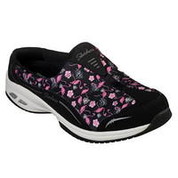 SKECHERS斯凯奇女鞋休闲鞋一脚套绣花无跟低帮49639 BLACK 10