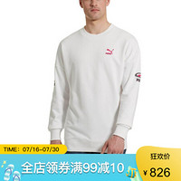 PUMA彪马男圆领长袖纯色罗纹卫衣运动衫844528 Puma White L