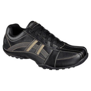 SKECHERS斯凯奇男鞋运动鞋休闲鞋皮质拼色64455 BLACK 7