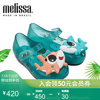 mini melissa梅丽莎2020春夏新品鱼嘴造型卡通搭扣小童凉鞋32770 粉色/蓝色 9