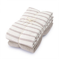 MUJI 棉绒 浴巾套装 浅灰色条纹 70×140cm 2条装