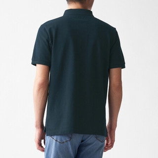 無印良品 MUJI 無印良品  男式 新疆棉珠地网眼编织 短袖POLO衫 黑色 M