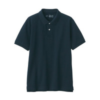 無印良品 MUJI 無印良品 男式 新疆棉珠地网眼编织 短袖POLO衫 黑色 M