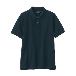無印良品 MUJI 無印良品  男式 新疆棉珠地网眼编织 短袖POLO衫 黑色 M
