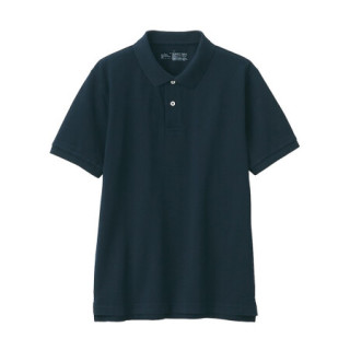 無印良品 MUJI 無印良品  男式 新疆棉珠地网眼编织 短袖POLO衫 黑色 M