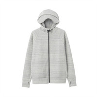 無印良品 MUJI 男式 不易沾水 双层编织 拉链连帽衫 卫衣 灰色 XL