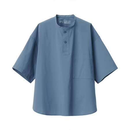 無印良品 MUJI 无印良品 女士短袖衬衫 BCA08A0S 烟熏蓝色 M-L