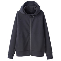 無印良品 MUJI 無印良品 男式 棉混双层编织 不易沾水连帽衫 卫衣 黑色 S