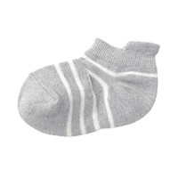 無印良品 MUJI 無印良品 孩童 合脚直角 均码 运动船袜 银灰色X横条 15-19cm