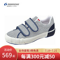 Moonstar月星 日本制进口 2020年新品 手工制儿童休闲鞋帆布鞋男女童运动鞋室内鞋 蓝色 内长22.5cm