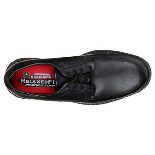 SKECHERS 斯凯奇 男士休闲皮鞋 77103 黑色 11.5