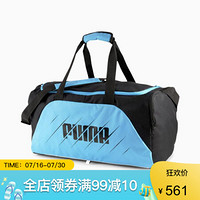 PUMA彪马男女健身包旅行包拉链拼色Logo印花76536 Luminous Blue-Puma Black M