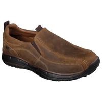 SKECHERS斯凯奇男鞋休闲鞋一脚蹬轻便皮质64503 BROWN 10