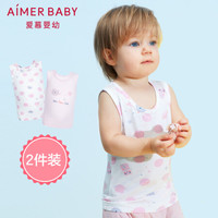 Aimer kids爱慕儿童内衣背心打底婴幼儿背心女婴女幼童背心印花背心AB1112651白+粉 印花80