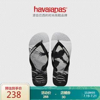 Havaianas哈唯纳Top Photo Print 2020新哈瓦那ins男女外穿人字拖鞋男鞋 4058-暗黑色/印花 适合 39-40码