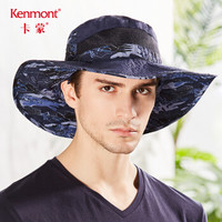 卡蒙（Kenmont）km-3504 防紫外线帽子迷彩渔夫帽男士遮阳帽夏季速干大檐帽可护颈防晒 墨蓝色 均码58.5cm