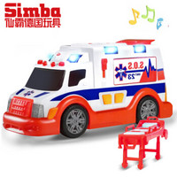 德国Simba仙霸 仿真救护车汽车模型玩具  120救护车公安特警车 声光回力开门儿童玩具 带担架床 宝宝男孩礼物